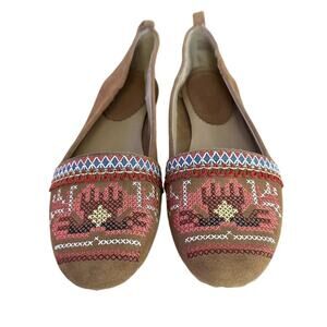 Latigo Women's 8.5 Multicolor Embroidered Moccasins Slip-On Flats